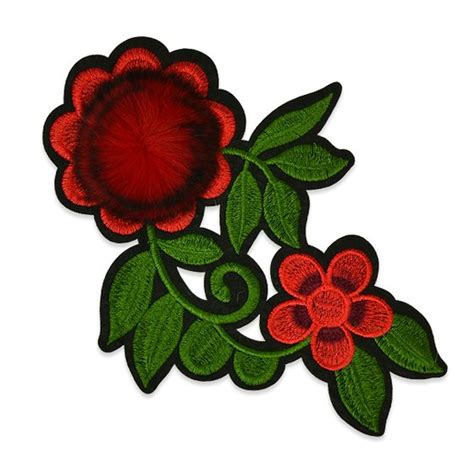 Red Rose Applique Embroidered Iron On Clothing Patch