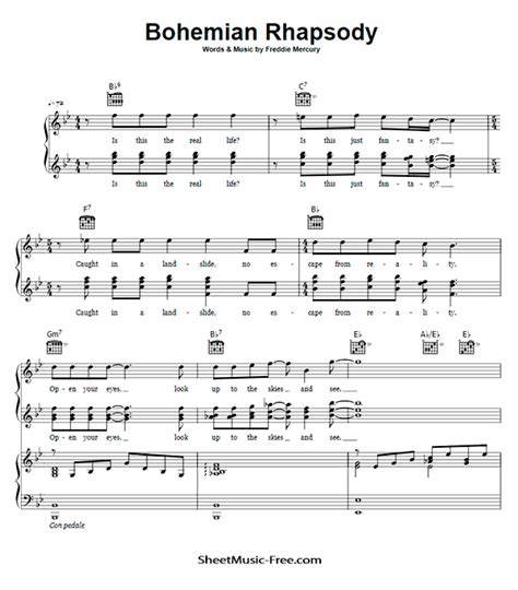 Bohemian Rhapsody Sheet Music Queen ♪ Sheetmusic Free Com