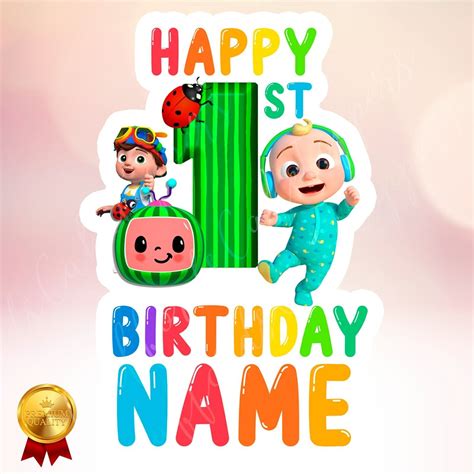 Cocomelon St Or Nd Birthday Cake Topper Inches High Name Icing