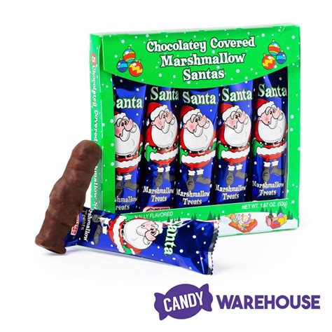 Melster Candies Chocolatey Covered Marshmallow Santas: 5-Piece Box ...