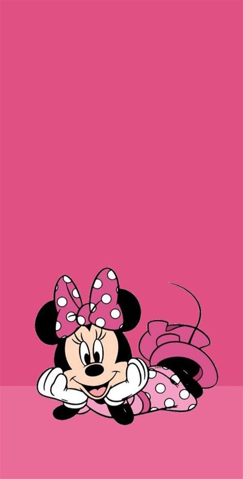 Minnie Mouse Wallpaper With Pink Background And Polka Dot Bow On It S Head