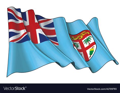 Waving Flag Of Fiji Islands Royalty Free Vector Image