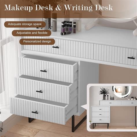 Large Vanity Desk with Drawers,Makeup Vanity Set with Movable 3-Drawer ...