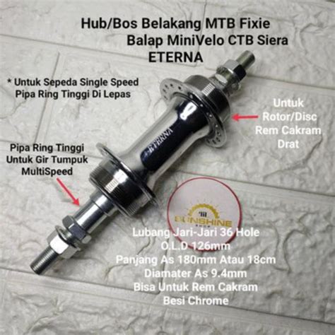 Jual Hub Bos Belakang Lubang Hole Eterna Multispeed Dan Single Speed