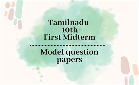 Tamilnadu Th First Mid Term Exam Model Question Papers