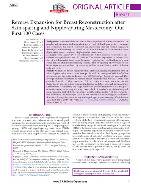 Pdf Reverse Expansion For Breast Reconstruction After Skin Sparing And Nipple Sparing