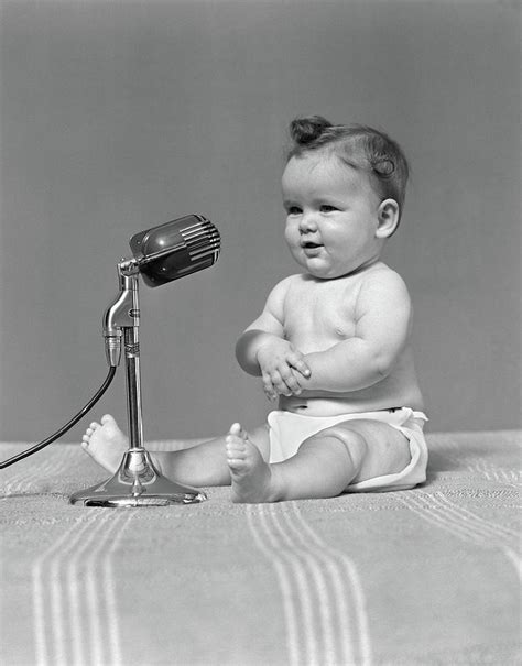 1940s Baby In Diaper With Microphone Photograph by Vintage Images - Pixels