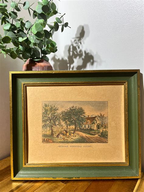 Vintage Currier And Ives Lithographs In Original Frames Wall Etsy