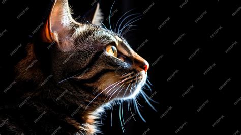 Premium Photo Backlit Cat Portrait On Black Background