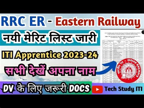 Eastern Railway नय मरट लसट 2024 जर Eastern Railway Apprentice