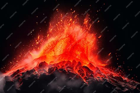 Premium Photo | A black background with a volcano and a black background.