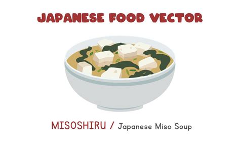 Japanese Misoshiru Japanese Miso Soup Flat Vector Design Illustration