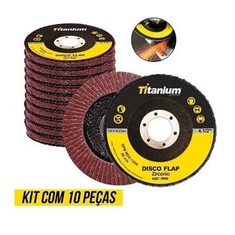 Kit disco lixa flap grão 120 c 10 unidades premium titanium Disco de