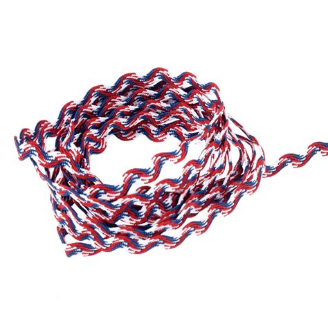 7mm Coloured Ric Rac Red White And Blue Fabric And Ribbon