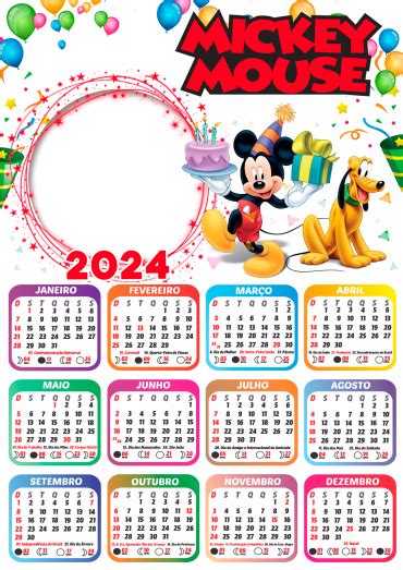 Moldura Calendário 2024 Mickey Mouse Png Imagem Legal