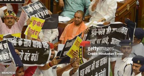 Opposition Members Created Ruckus In The Uttar Pradesh Assembly Photos And Premium High Res