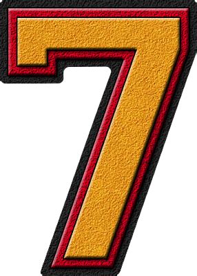 Presentation Alphabets Gold Cardinal Red Varsity Numeral 7