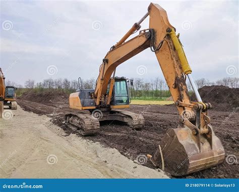 Excavator Parked At The Construction Area Stock Photo Image Of Earth