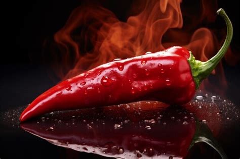 Premium Photo Fiery Red Chili Pepper Emits Heat Its Reflection