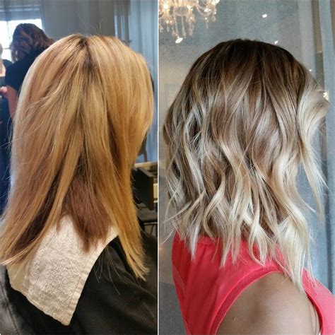 Color Correction Transitioning A Partial Weaved Foiled Blonde Into A