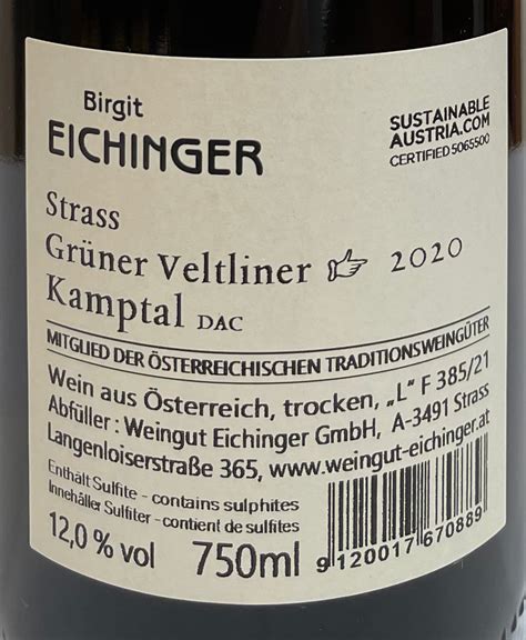 Birgit Eichinger Gr Ner Veltliner Strass Kamptal Dac Trocken Online