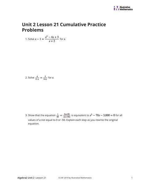 Curated Practice Unit Lesson Cumulative Practice Problems