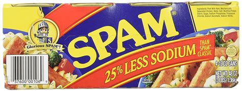 Spam 25 Less Sodium 12 Oz Can 8 Pack Low Sodium Canned Meat Option