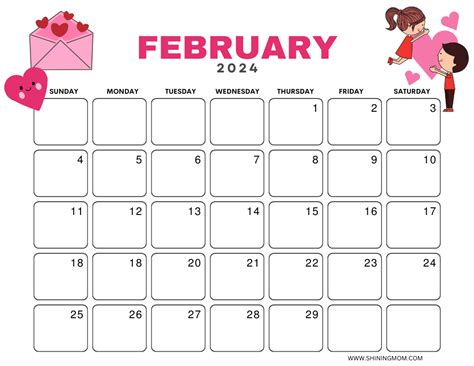 February Calendar Printable Editable Jessica Pierson