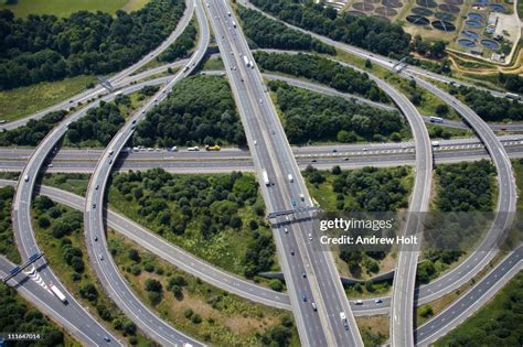 Aerial View Of M25 M3 Motorway Junction High Res Stock Photo Getty Images