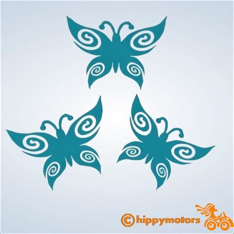 Set Of Three Butterfly Decals Made From Durable Colourfast Vinyl