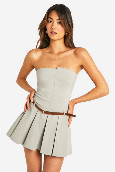 Belt Trim Skort Romper Boohoo Usa