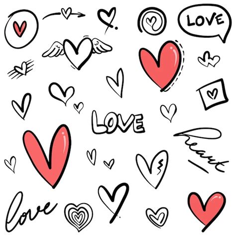 Premium Vector Doodle Hearts Hand Drawn Love Hearts Vector Illustration