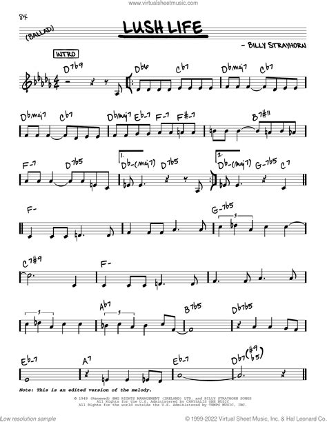 Lush Life Sheet Music Real Book Melody And Chords Real Book