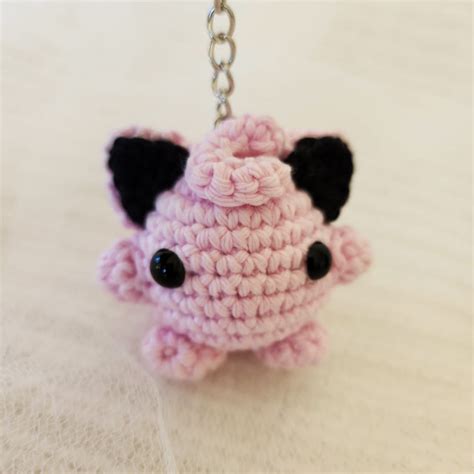 Pokémon Jigglypuff Keychain Hand Knitted Kawaii Crochet Etsy