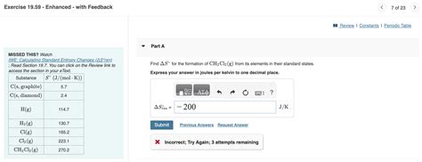 Solved Missed This Watch Iwe Calculating Standard Entropy Chegg