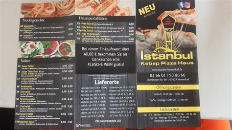 Speisekarte Von Istanbul Kebap Pizza Haus Hermsdorf