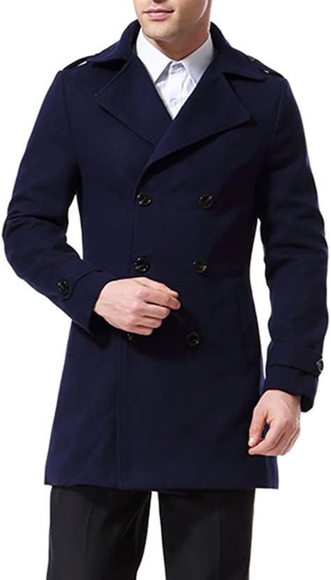 Aowofs Herren Mantel Herbst Wintermantel Classic Regular Fit Trenchcoat