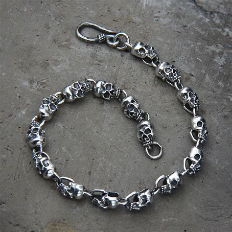 Fashion Punk Skull 925 Sterling Silver Charm Bracelet 925 Silver Skull