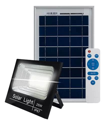 Reflector Led 25w Panel Solar Exterior Con Control Remoto Color De La