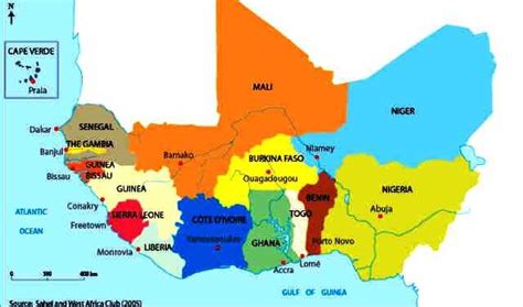 Graph: Map of ECOWAS 15 member states and their capitals -- Source ...