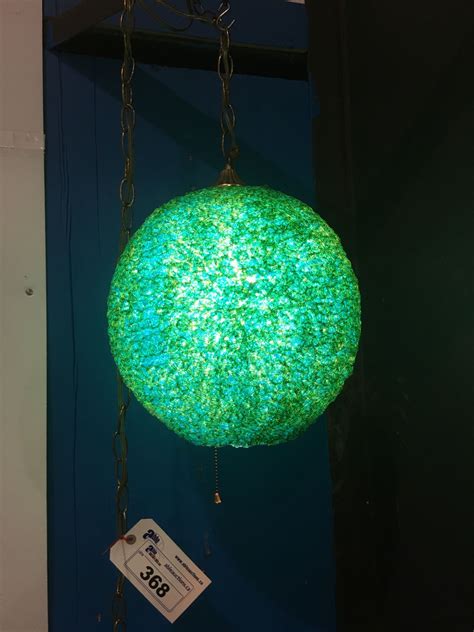 Vintage Mid Century Modern Lucite Spaghetti Hanging Lamp Turquoise