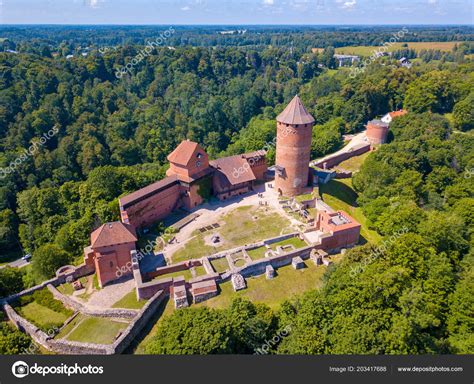 Amazing Aerial View Turaida Castle Sunset Time Sigulda Latvia Touristic