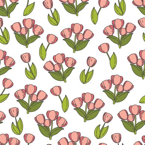 Tulipanes Rosas De Patrones Sin Fisuras Fondo Floral Vectorial Con