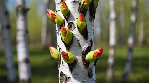 Fresh Spring Buds On A Birch Tree Premium Ai Generated Image