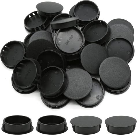 Suiwotin 30pcs 50mm2 Black Hole Plugs Plastic Flush Type