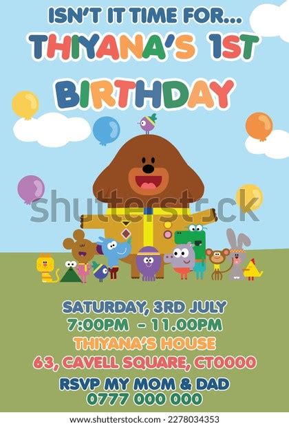 Hey Duggee Birthday Card Birthday Invitation Stock Vector (Royalty Free ...