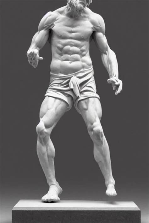 Hellenic Marble Sculpture Of Man In Adidas Tracksuit Stable Diffusion