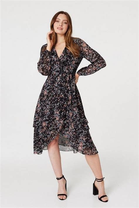 Dresses Floral High Low Wrap Midi Dress Izabel London