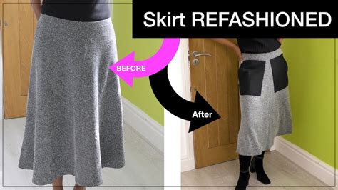 How To Sew A Patch Pocket On To A Skirt Diy Refashion Project Youtube