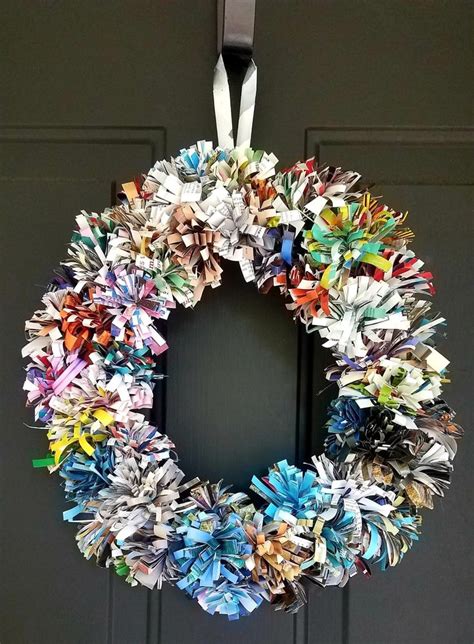 Upcycled Magazine Flower Wreath Happy To Homeschool Recycled